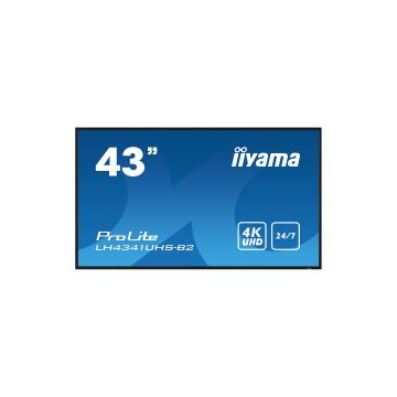 IIYAMA LFD 43 dalle IPS 4K UHD 3840x2160 16:9 24/7 VGA 3xHDMI USB HPs 500cd/m² 8ms VESA 200x200 Paysage/portrait, Media Player LH4341UHS-B2
