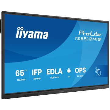 IIYAMA LFD 65 dalle VA DLED anti-reflet 40,5 pts 3840x2160 24/7 Haut-parleurs VGA 2xHDMI 2xUSB-C Displayport 5xUSB 400cd/m² 6.5 ms Tactile PureTouch-IR EDLA