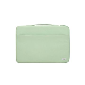 WE POP Housse PC jusqu'à 15.6'' Verte : Poignée de transports, attache arrière pour valise, poche frontale pour rangement avec compartiments