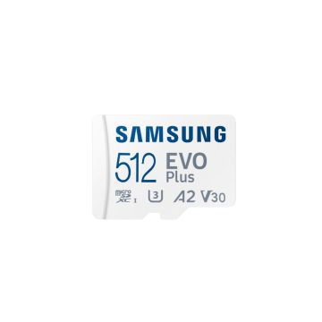 CARTE MEMOIRE SAMSUNG 512G MICRO SD EVO PLUS 2024 avec adaptateur SD classe 10 Lecture 160 Mo/s Ecriture 160 Mo/s MB-MC512SA/EU