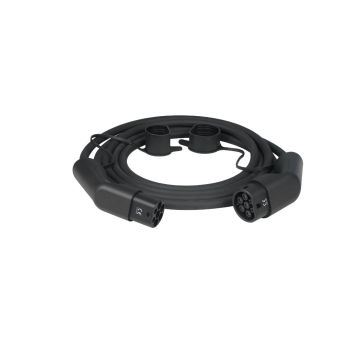 Câble de recharge pour les voitures électriques, type T2, monophasé 32A/7,2kW, IP54, longueur de 5m, noir