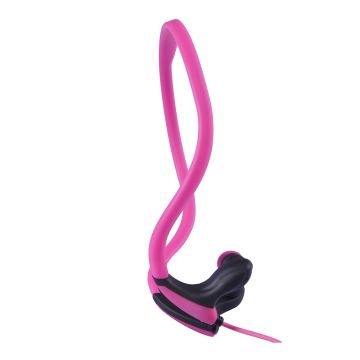 Ecouteurs sport filaire Rose Arceau tour de cou toucher doux Microphone intégré bouton on off