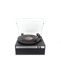 Platine vinyle Halterrego BROOKLYN, haut-parleurs intégrés, 3 vitesses, marche/arrêt automatique, Entrée : jack 3.5mm , Sortie : Bluetooth V5.4, RCA, bois foncé