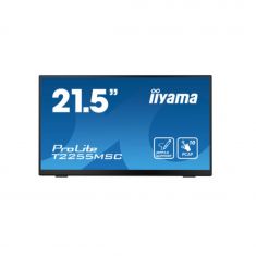 Ecran IIYAMA 21.5" Noir avec verre bord à bord Tactile PCAP 10 points FHD IPS 1920x1080 5ms 360cd/m² HDMI Displayport USB HUB HPs 2x3W  / T2255MSC-B1