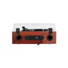 Platine vinyle Halterrego ALL-in-one avec 2 HP intégrés / couvercle,  RMS 2* 8W, 3 vitesses,  lecteur CD, BT IN, Radio FM, Aux IN, RCA out, couleur TAN