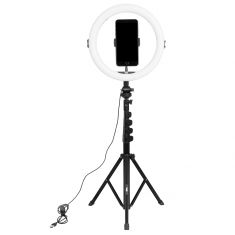 Trepid av anneau lumineux LED taille anneau 11' / diam de 26cm trepid extensible de 466 - 1550 mm av sup telephone, connx en USB