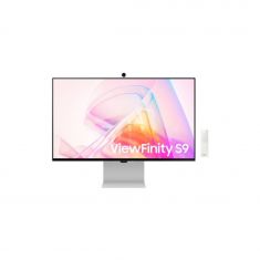Ecran Samsung 27" ViewFinity S90PC Gris clair 60Hz 5ms 5120x2880 IPS 16:9 600cd/m2 3xUSB-C Mini DP Thunderbolt4 Webcam Pied régl haut inclinaison orient Pivot