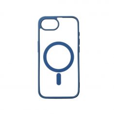 We Coque de protection RUBBER APPLE IPHONE 16E - Dos transparent–contour mat bleu - Compatible MAGSAFE