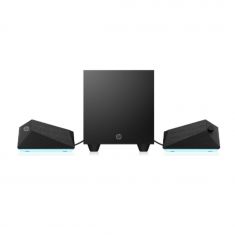 HP Gaming Speakers X1000 Caisson de basses+2 haut-parleurs30 W RMS de puissance égaliseur réglable options déclairage RGB personnalisables et entrée AUX 3,5 mm