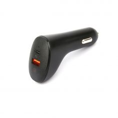 Chargeur allume-cigare 2 ports - 1 port USB/18W/3A /Compatible QC 3.0 - 1 port USB-C/20W/3A/QC + PD 3.0 - Total 38W - noir