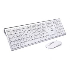 Bundle clavier souris WE sans fil connexion BT et 2.4Ghz aspect Alu, connexion multidispositif (jusqu'à 3 appareils) , 12 touches multimedia, piles inclus