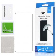Verre trempé : Protection écran - dureté 9H (9 fois plus résistant) - anti-rayures - anti-bulles d'air - ultra-résistant - compatible pour A35 5G / A55 5G