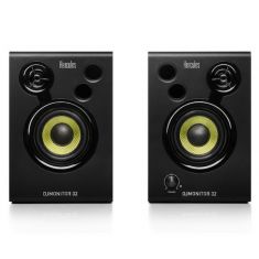 Hercules DJMonitor 32 enceintes de monitoring actives DJi 2x15 Watts RMS 60Watts Peak Power caisson en bois MDF 6mm