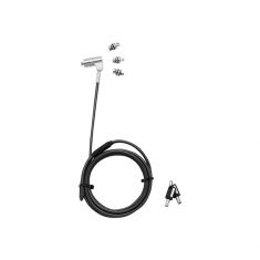 DICOTA Cable anti-vol universel UNIVERSAL SECURITY LOCK Avec Master Key  - Longueur 2 M Anthracite 3 tetes interchangeables D31700