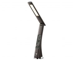 Lampe de bureau LED rechargeable WE Réveil avec fonction SNOOZE lumiosité réglable, bras pliable noire