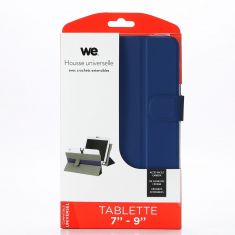 WE Étui universel pour tablettes 7-9 - Toucher doux - Système de crochets extensibles - Languette magnetique - Bleu nuit"