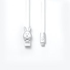 Câble lapin USB/micro USB plat1m blanc - Connecteurs en zinc