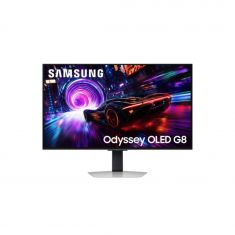 Ecran 32'' Samsung Gaming ODYSSEY G8 Noir OLED 240Hz 0.03ms 3840X2160 260cd/m² 2xHDMI DP 3xUSB Casque Pied réglable hauteur orientable inclinable pivot