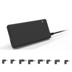 Chargeur universel pour PC portable 90W Format slim , 1 port USB intég 8 fiches inclus noir