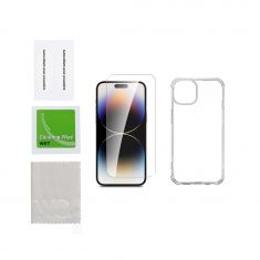 WE PACK verre trempé et coque de protection transparente IPHONE 15: 1 Verre trempé dureté 9H Glass + 1 Coque de protection TPU Transparent