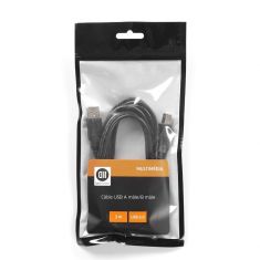 Câble USB 2.0 A mâle/B mâle 3m câble noir vendu en SACHET