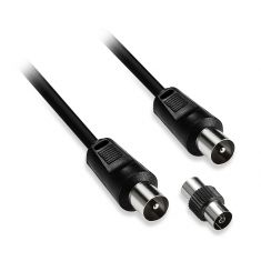 Câble Coaxial mâle/mâle 9.52 mm +adaptateur femelle/femelle 1.5M noir
