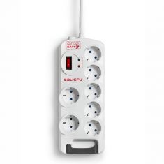SALICRU Multiprises Parafoudre SPS.SAFE 7 Blanc 7 prises Shuko/FR 36kA câble: 1,5 m fixation murale Protection enfant 680BA000006