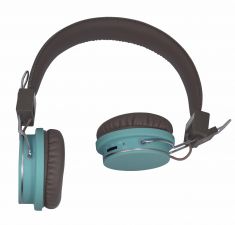 Casque DOUBLE H. marron/blue, bltooth/fil, fonction tl, Lect.Mini-SD