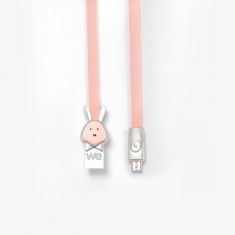 Câble lapin USB/micro USB plat1m rose - Connecteurs en zinc