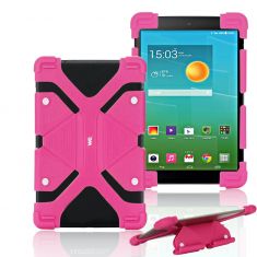 Protection Universelle en silicone pour tablettes 8.9/12 Fushia Système en silicone extensible Transformable en support tablette"