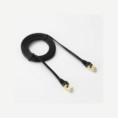 Câble RJ45 plat couleur noir - 2m U/FTP Cat 7 avec snagless et connecteurs en or