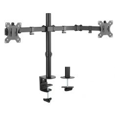 Support moniteur double 13-32 Poids max 8 kg - VESA 100 Bras à fixer ou serrer - inclinable et rotatif"