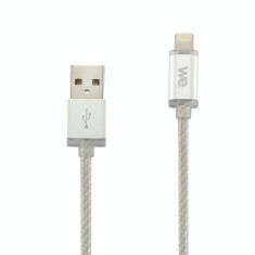 ***FDV*** Câble USB/Apple Lightning nylon LED 1m coloris ARGENT LED rouge = en charge LED verte = chargé