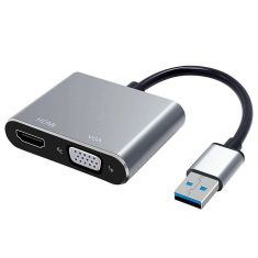 Adaptateur USB 3.0 HEDEN USB 3.0 male / HDMI F + VGA F HDMI 4k/30HZ, VGA 1920*1080P Gamme sachet