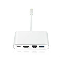 Hub USB-C universel pour Macbook et PC munis d'un connecteur USB-C 4 ports : USB + HMDI + Ethernet + USB-C