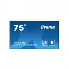 IIYAMA LFD 75" dalle IPS 24/7 3840x2160 1xDVI 1xVGA 3xHDMI 2xHP 1xDP 2xUSB 1xMini jack 500cd/m² Paysage/port 8ms Media Player VESA 400x400 LH7554UHS-B1AG