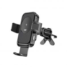 WE Support voiture universel pour smartphones avec chargeur sans fil 15W, ouverture et fermeture automatiques -Fixation ventouse + grille d'aération - MAX 9,5CM