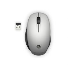 HP Dual Mode Silver Mouse 300, connection à deux ordinateurs via Bluetooth ou sans fil 2,4 GHz, autonomie jusqu'à 15 mois en usage quotidien 6CR72AA