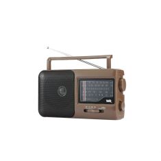 Radio grandes ondes AM/FM/LW/SW,  Prise casque jack 3.5mm, poignée de transport intégrée, alimentation par prise secteur ou pile (non incluse) , Marron
