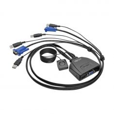 KVM à câble USB/VGA à 2 ports avec câbles et partage de périphériques USB.
