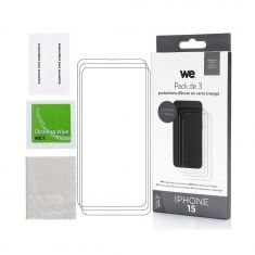 WE PACK 3 verres trempés IPHONE 15 : 3 Protections d'écran - anti-rayures - anti-bulles d'air - ultra-résistant - dureté 9H Glass