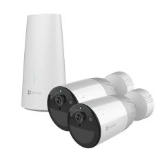 EZVIZ Pack 2 Camera Wifi + Station Duo Pack BC1-B2 2K sur Batterie 12900mAH IP66 4MP. MSD jusqu'à 256 Go. Détection humaine.Sirène et Flash CS-BC1-B2(4MP,W1)
