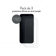 PACK 3 verres trempés - anti-rayures - anti-bulles d'air - ultra-résistant - dureté 9H (9 fois plus résistant) - compatible pour Iphone 16