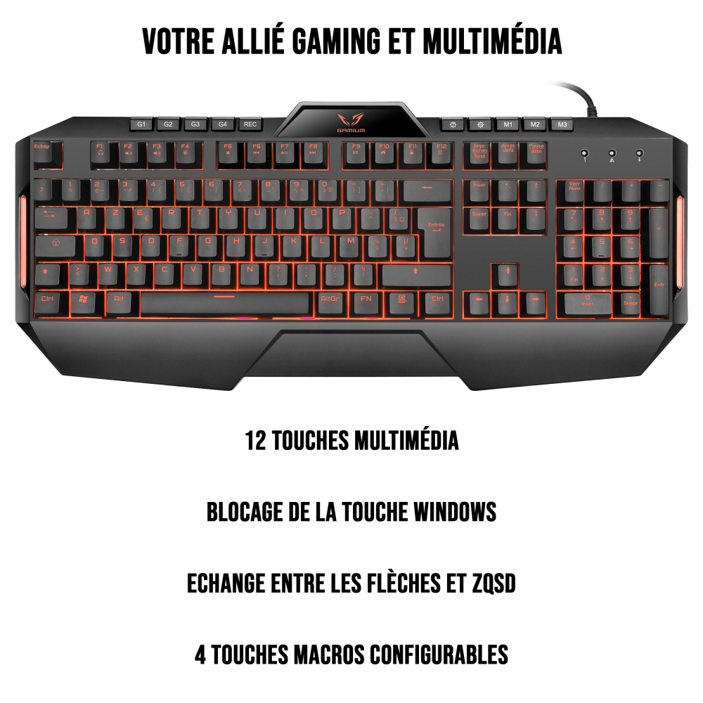 Gamium Clavier Gamer Filaire Ultra Mince Gaming Keyboard Usb Ergonomique Led Retro Eclairage Avec Raccourci Multimedia Pour Ps4 Pc Ordinateur Bureau Jeux Azerty Gamium Clavier Gamer Filaire Ultra Mince Gaming Keyboard Usb Ergonomique Led Retro Eclairage Avec Raccourci Multimedia Pour Ps4 Pc Ordinateur Bureau Jeux Azerty