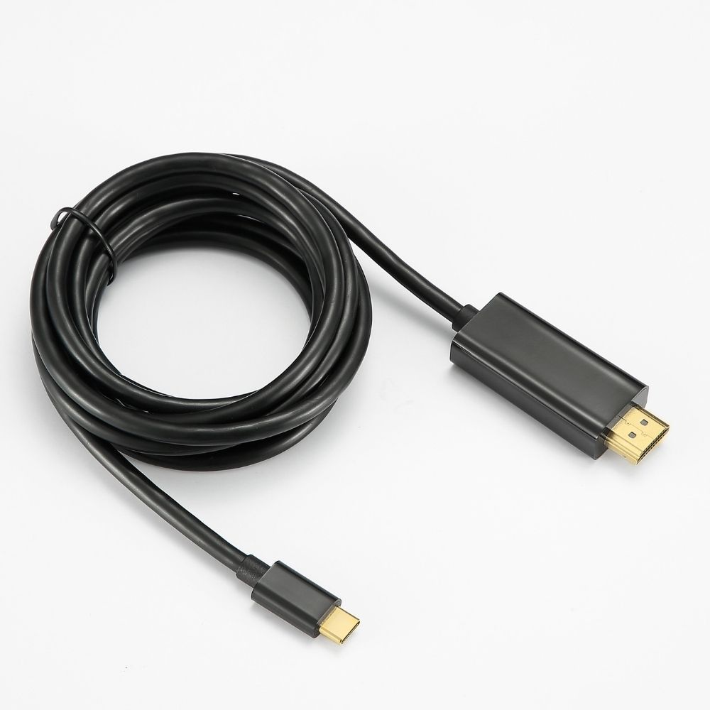 Câble USB-C vers HDMI mâle/mâle compatible avec appareils en USB-C 3.1 et  alt DP mode connecteurs or - 2m - noir