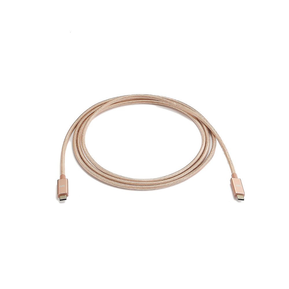 Câble USB-C mâle/USB-C mâle nylon 2 m - USB 3.1 - or rose très resistant -  grande longueur - WE