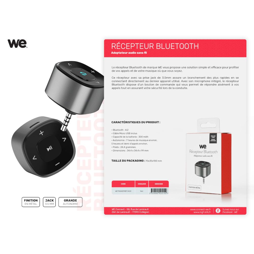 Ra C Cepteur Bluetooth 4 2 Adaptateur Audio Sans Fil Kit Mains Libres Voiture Avec Prise Jack 3 5mm Micro Inta C Gra C Pour Casque Haut Parleur