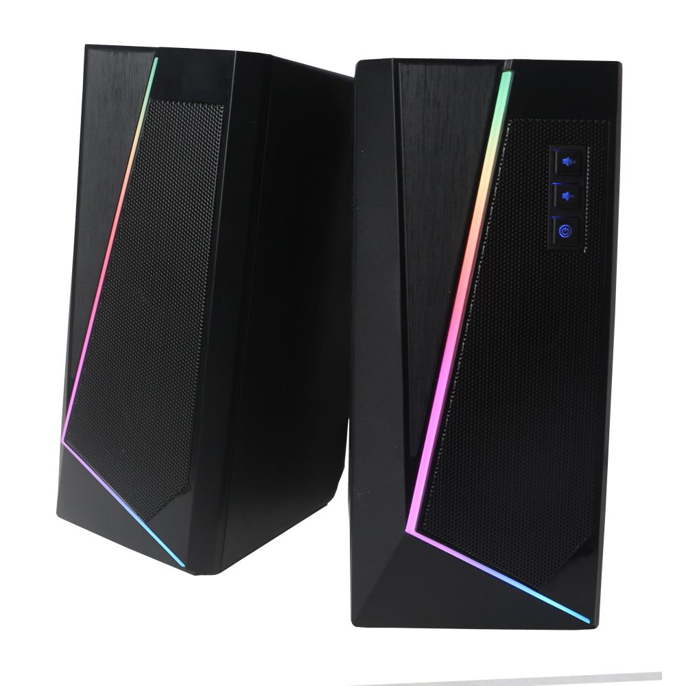 Enceinte PC WE 2.0 2 x 3W RMS Connexion Bluetooth, LED RGB Port USB, Jack  stéréo 3.5 mm Interrupteur on/off