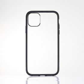 Coque de protection RUBBER : Dos transparent - contour mat colorés - boutons colorés - anti-chocs - antidérapant - semi-rigide - compatible pour iPhone 11 PRO