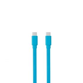 Câble USB-C mâle/USB-C mâle plat 1 m - Charge 60W (3A/20V) - USB 2.0 - bleu - ne s'emmêle pas